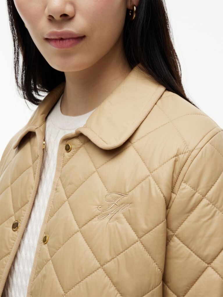 Beige Padded Slim Quilted Jacket  Women
