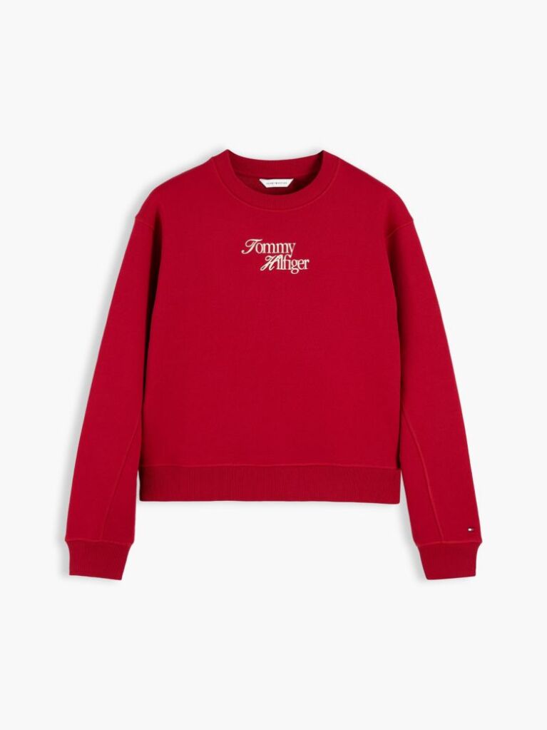 Rosu Bluza De Trening Din Terry Cu Croiala Lejera Si Logo  Femei
