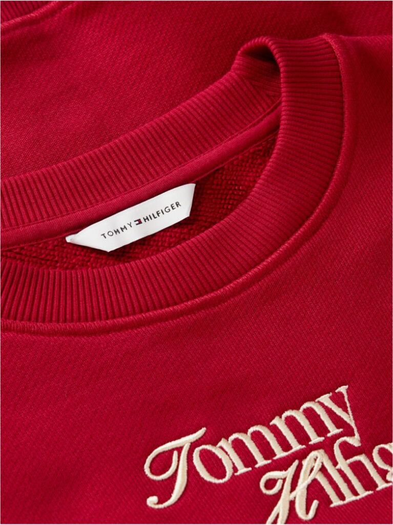Rosu Bluza De Trening Din Terry Cu Croiala Lejera Si Logo  Femei