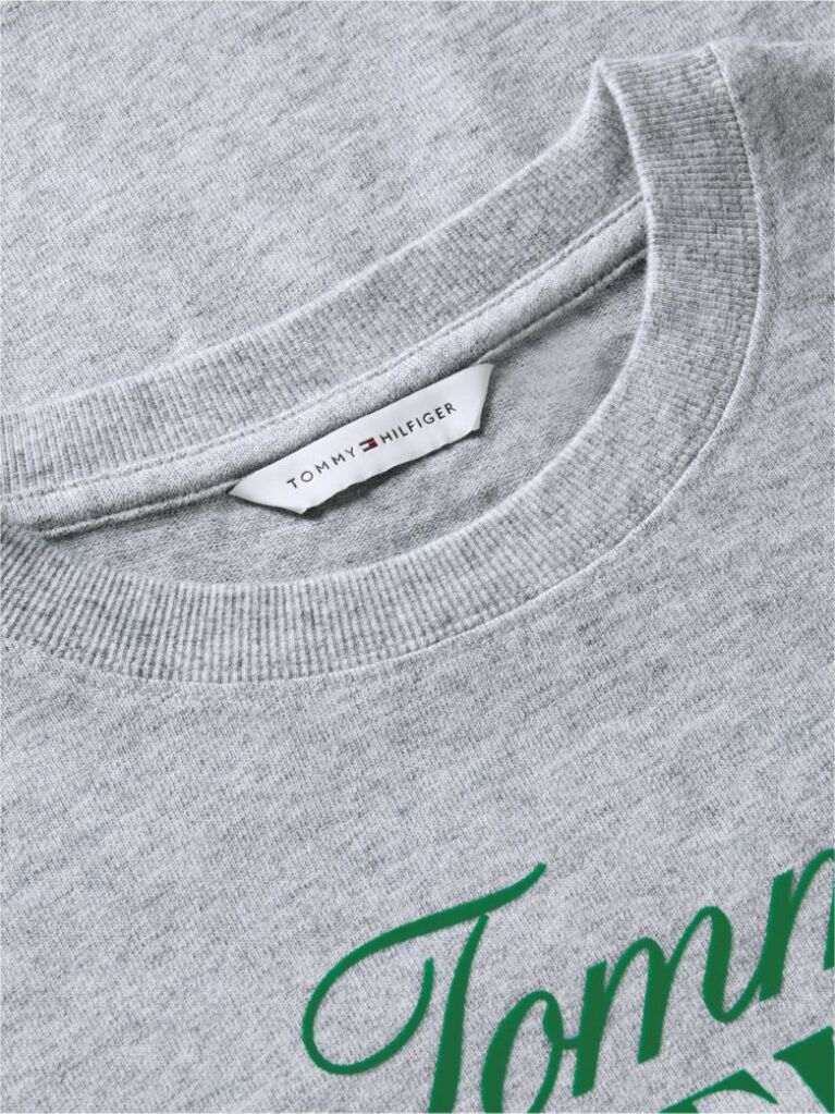 Gri T-Shirt Din Jerseu Cu Croiala Lejera Si Logo  Femei