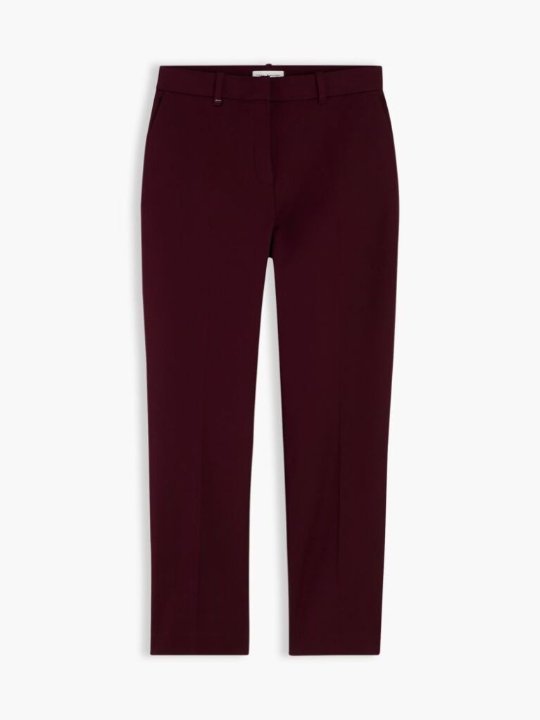 Rosu Pantaloni Din Gabartina Cu Croiala Slim Si Dreapta  Femei