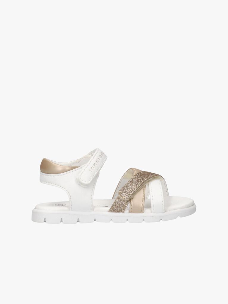 White Glitter Strap Metallic Sandals  Girls