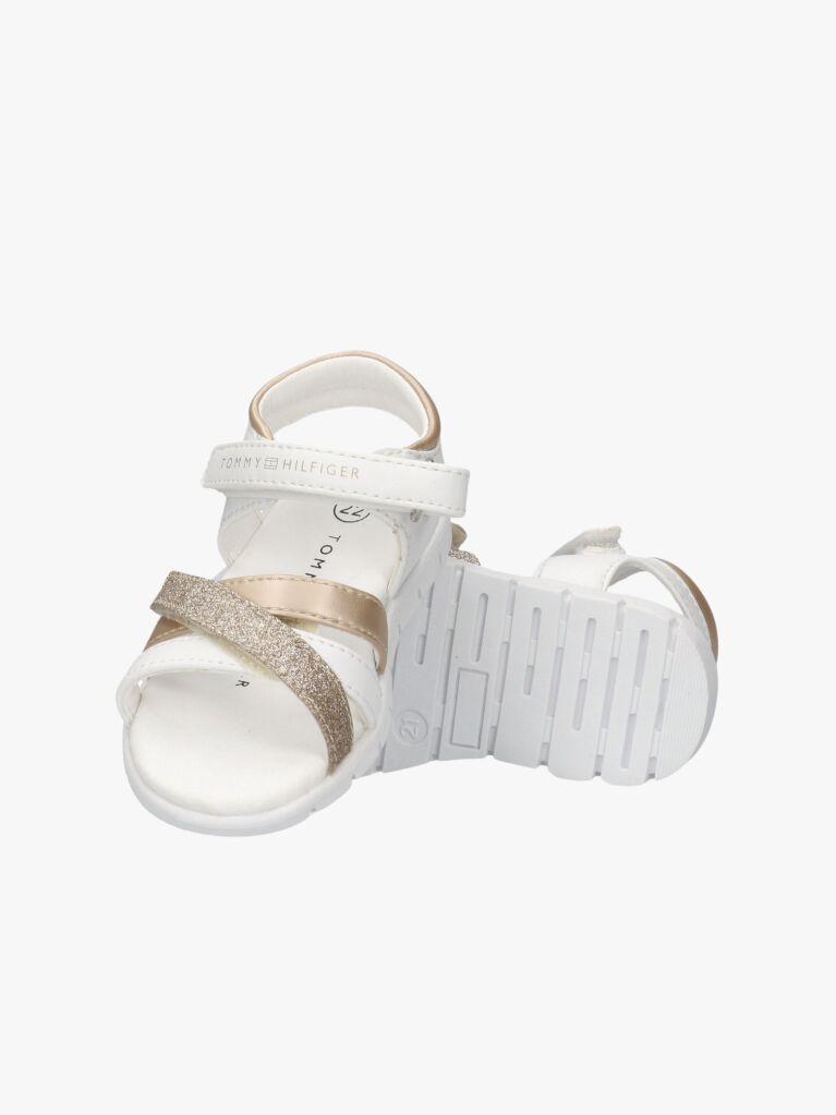 White Glitter Strap Metallic Sandals  Girls