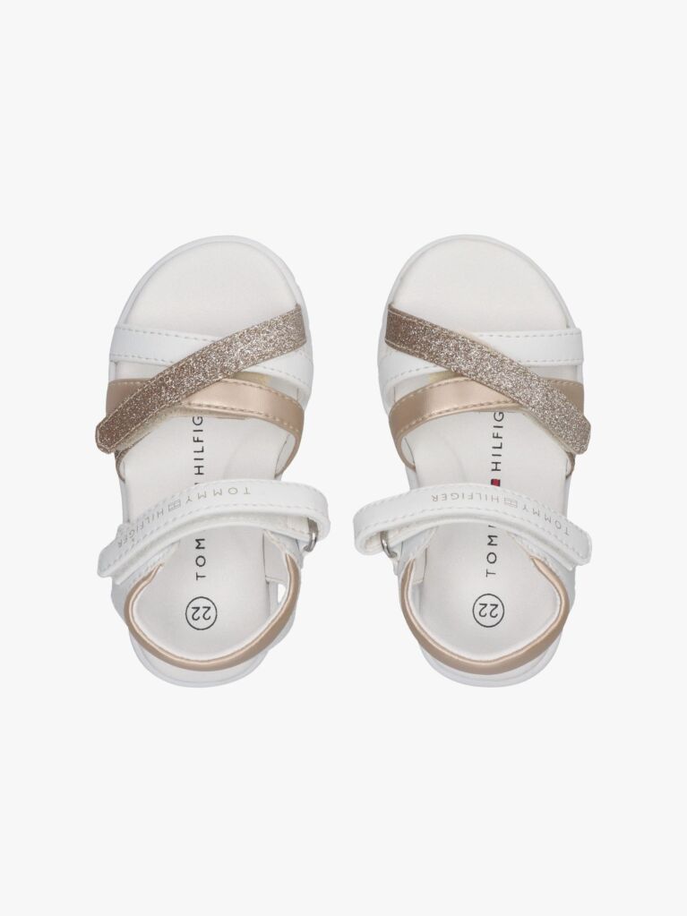 White Glitter Strap Metallic Sandals  Girls