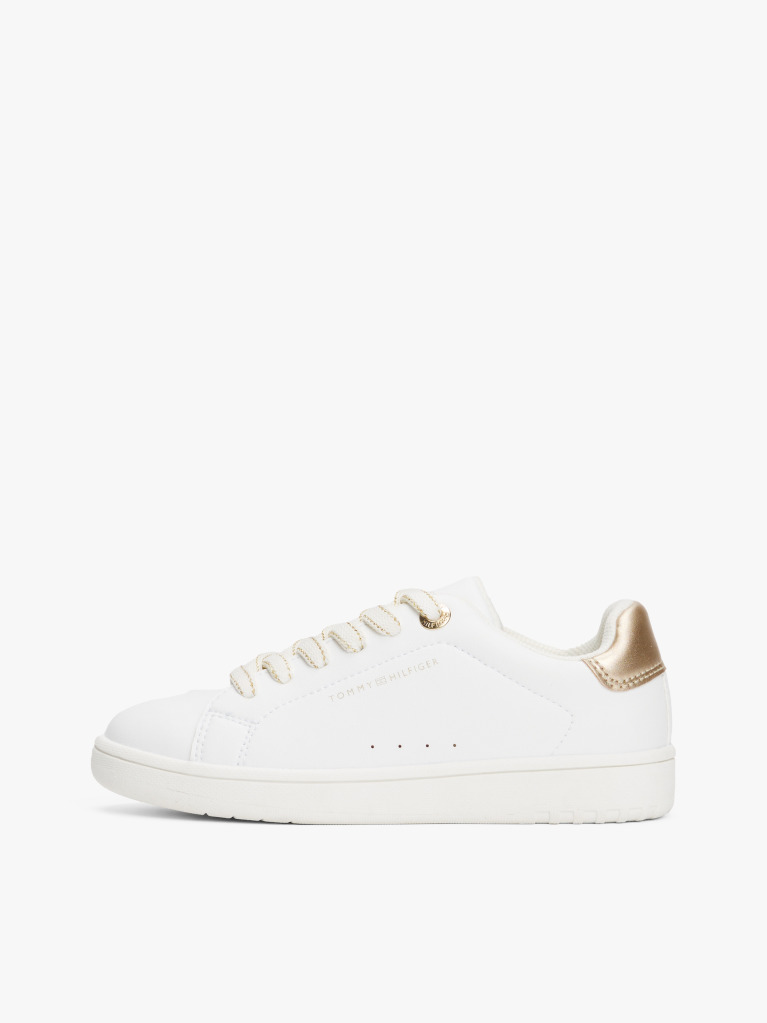 White Low Cut Lace Up Sneakers  Girls