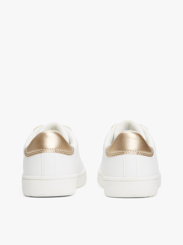 White Low Cut Lace Up Sneakers  Girls