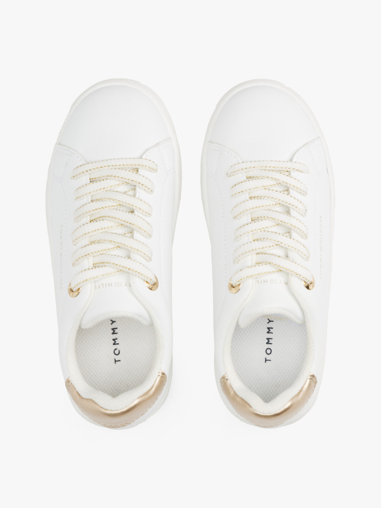 White Low Cut Lace Up Sneakers  Girls