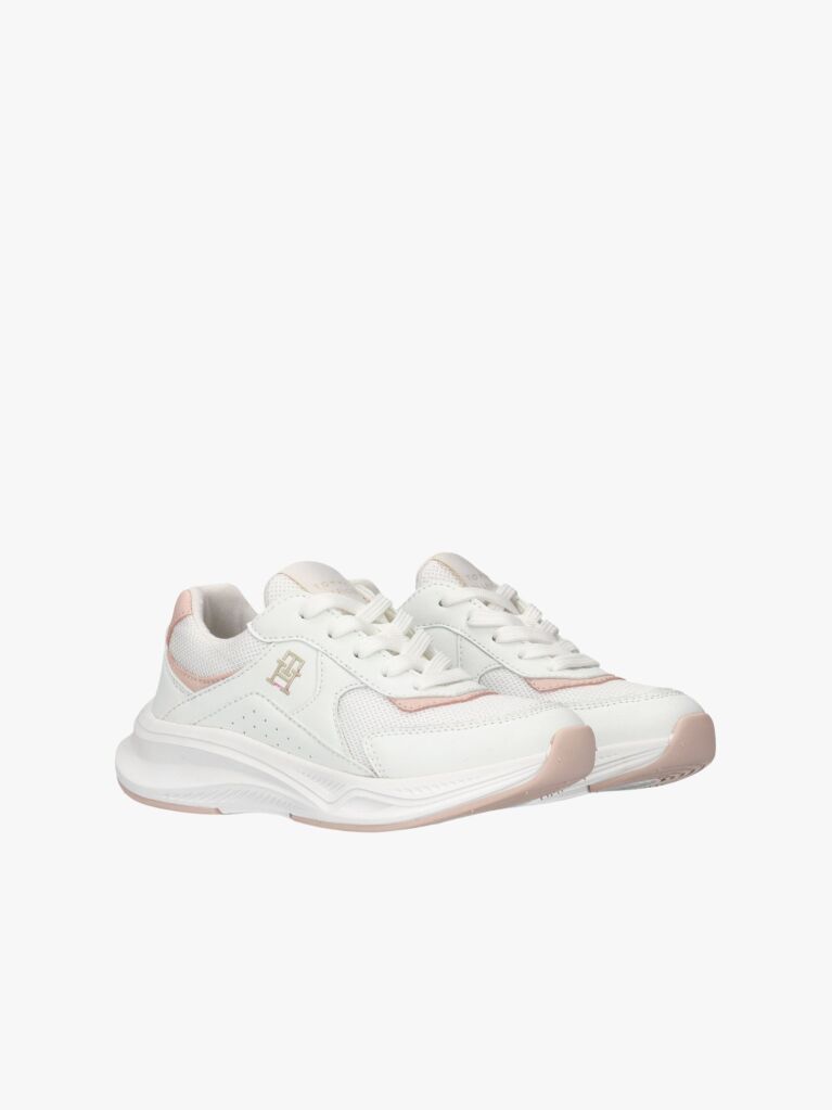 White TH Monogram Lace-Up Sneakers  Girls
