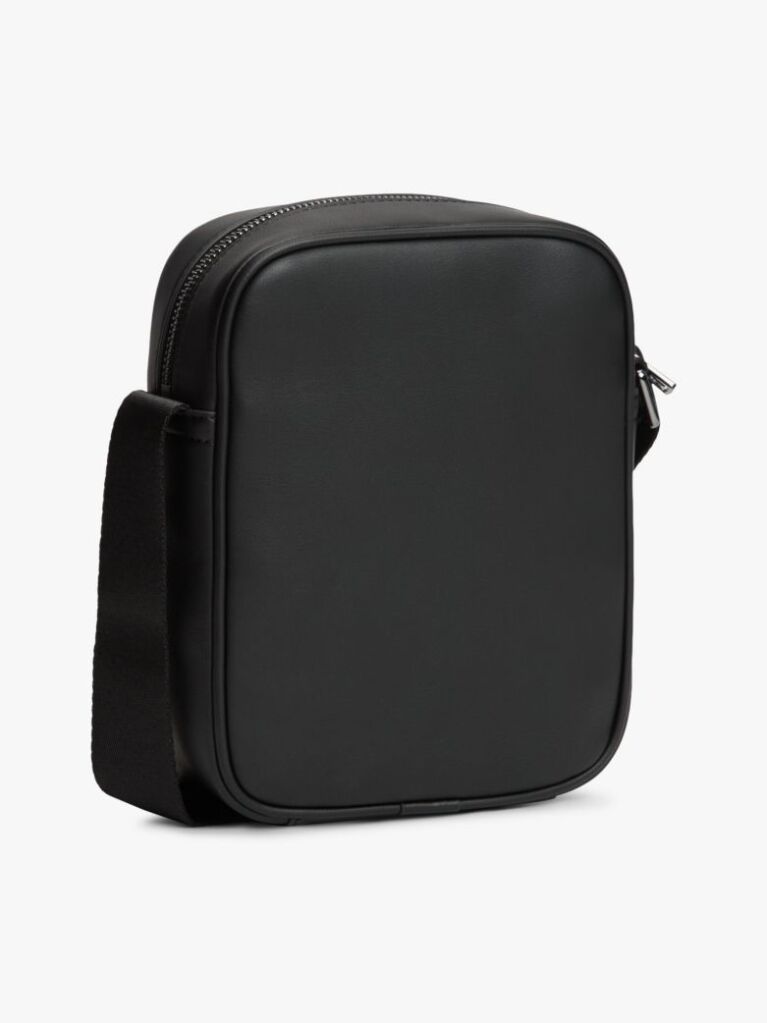 Negru Geanta Reporter Crossbody Cu Panou Din Panza  Barbati
