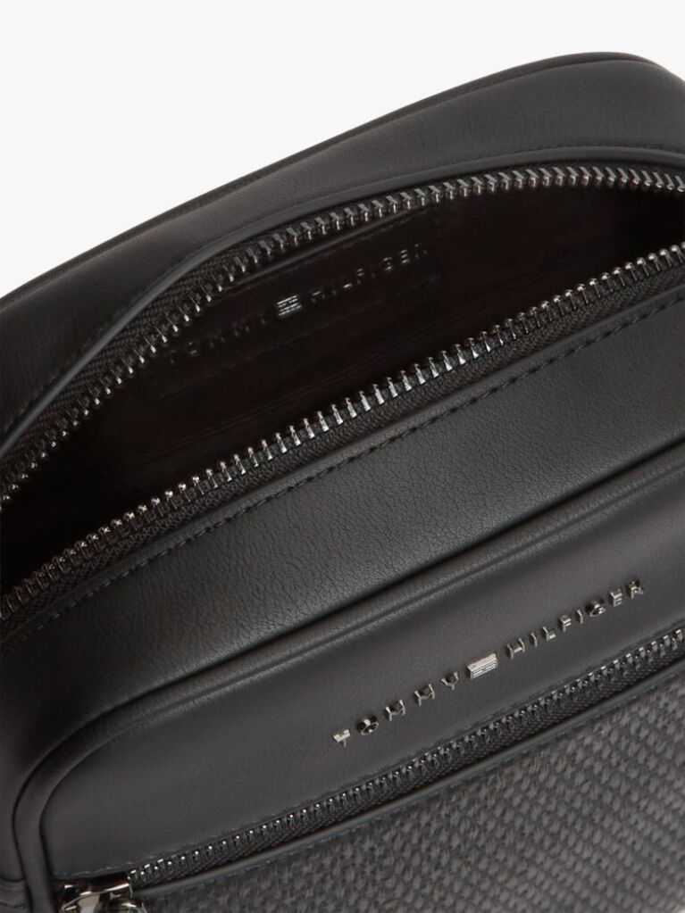 Negru Geanta Reporter Crossbody Cu Panou Din Panza  Barbati