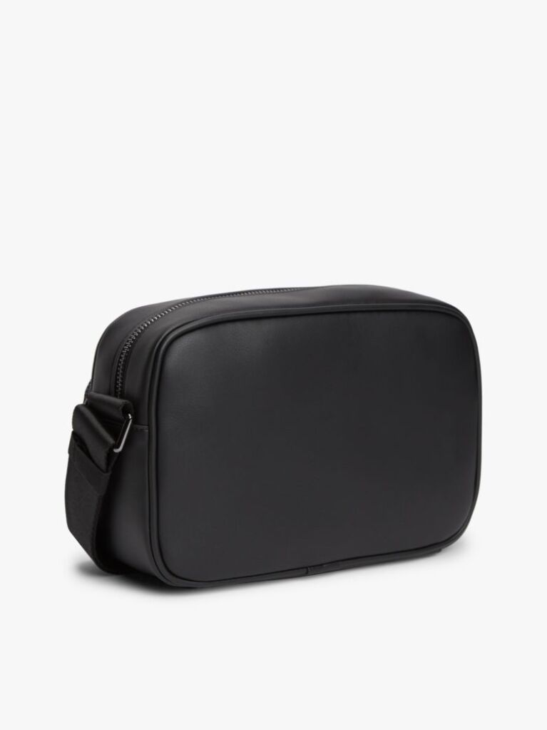 Black Woven Panel Crossbody Camera Bag  Men