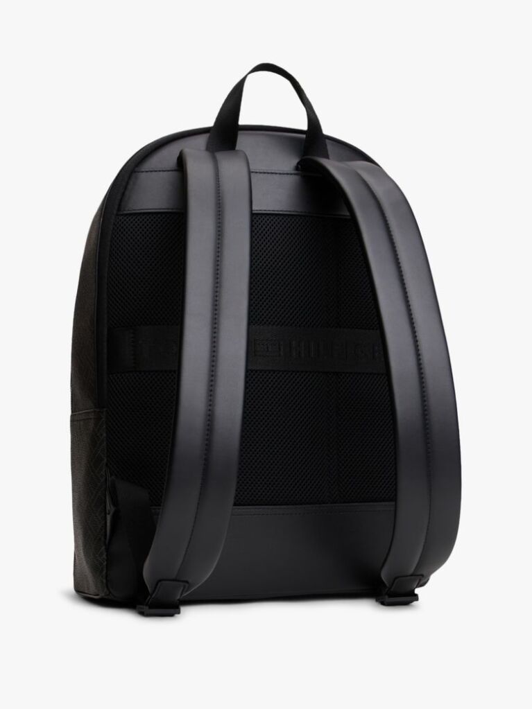 Black Hilfiger Flag Mixed Texture Dome Backpack  Men