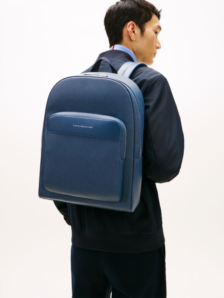 Blue Hilfiger Flag Mixed Texture Dome Backpack  Men