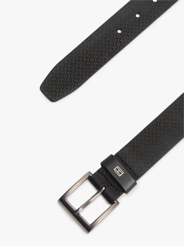 Black Flag Plaque Embossed Leather Belt  Men