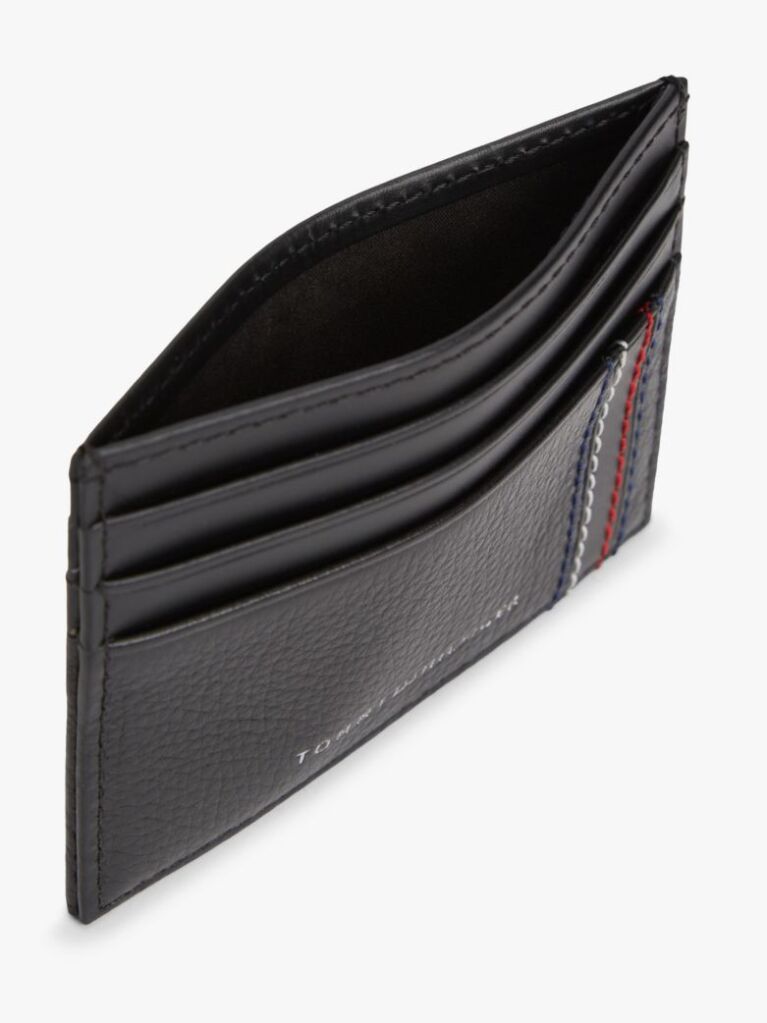 Negru Portcard Din Piele Cu Logo  Barbati