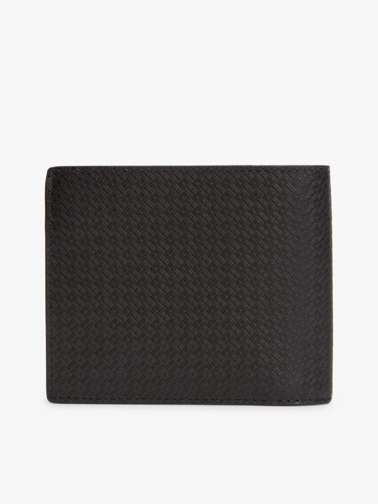 Black Embossed Flag Leather Card And Coin Wallet  Men