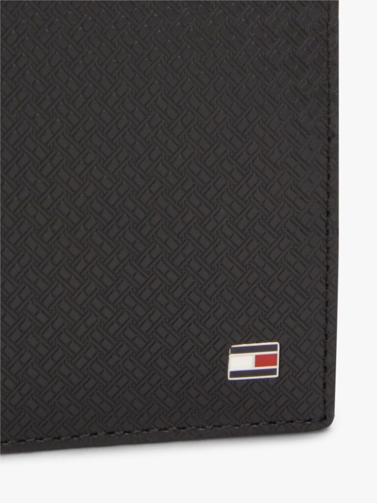 Black Embossed Flag Leather Card And Coin Wallet  Men