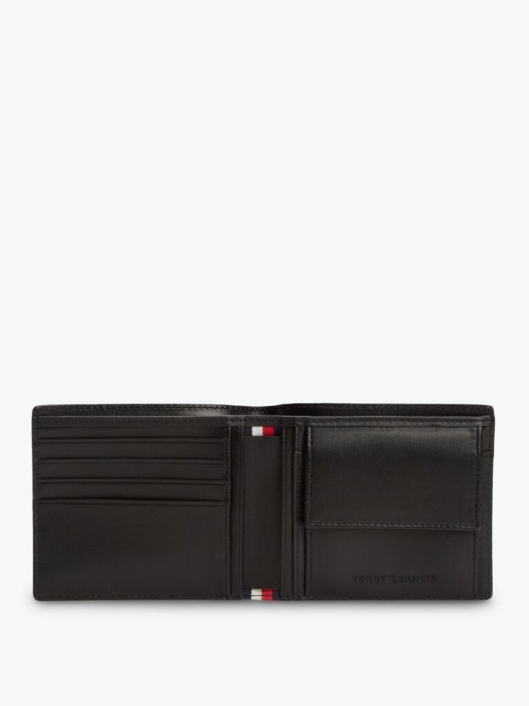 Black Embossed Flag Leather Card And Coin Wallet  Men