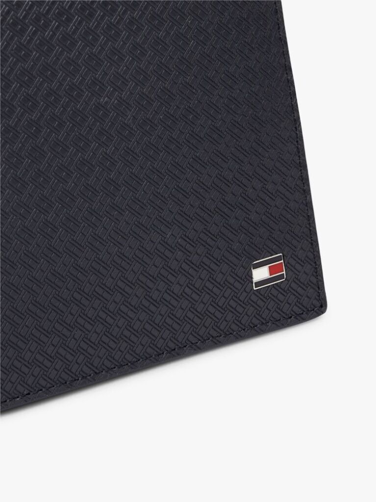 Blue Embossed Flag Leather Card And Coin Wallet  Men