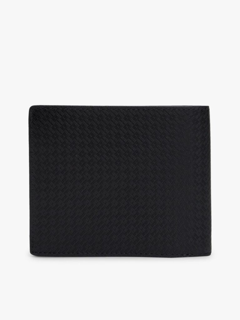 Black Embossed Flag Leather Card And Coin Wallet  Men