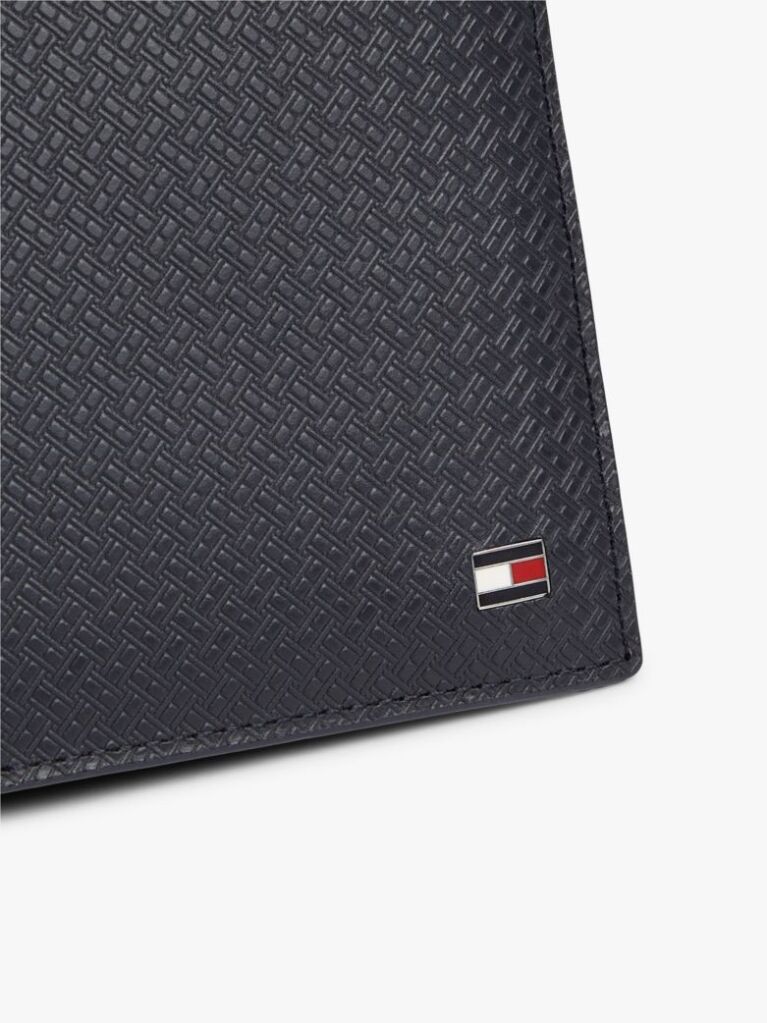 Blue Embossed Flag Leather Card And Coin Wallet  Men