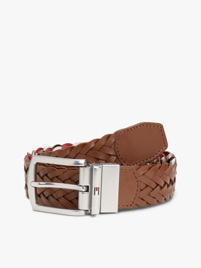 Multi Denton Reversible Woven Leather Belt  Men