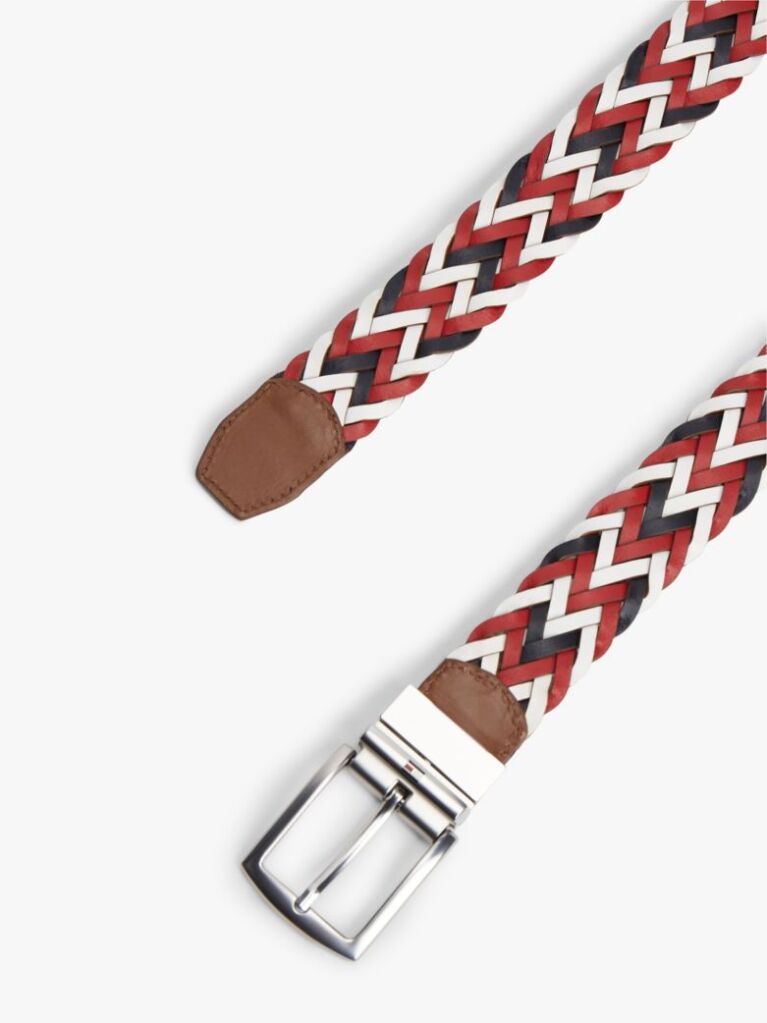 Multi Denton Reversible Woven Leather Belt  Men
