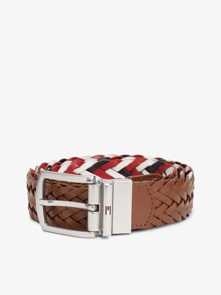 Multi Denton Reversible Woven Leather Belt  Men
