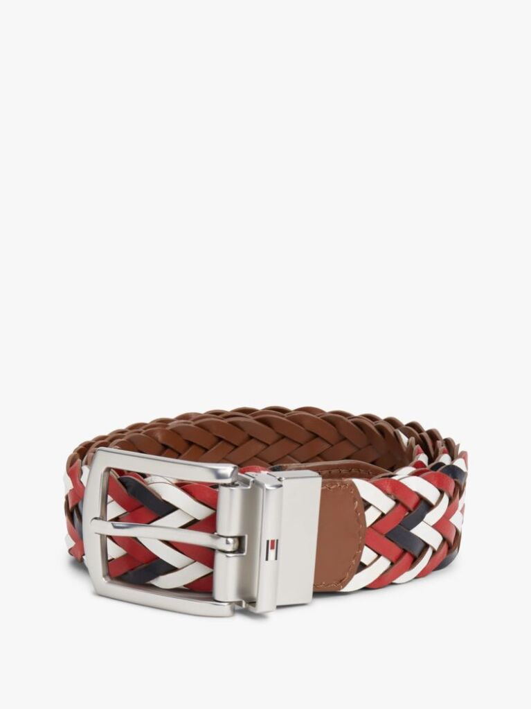 Multi Denton Reversible Woven Leather Belt  Men