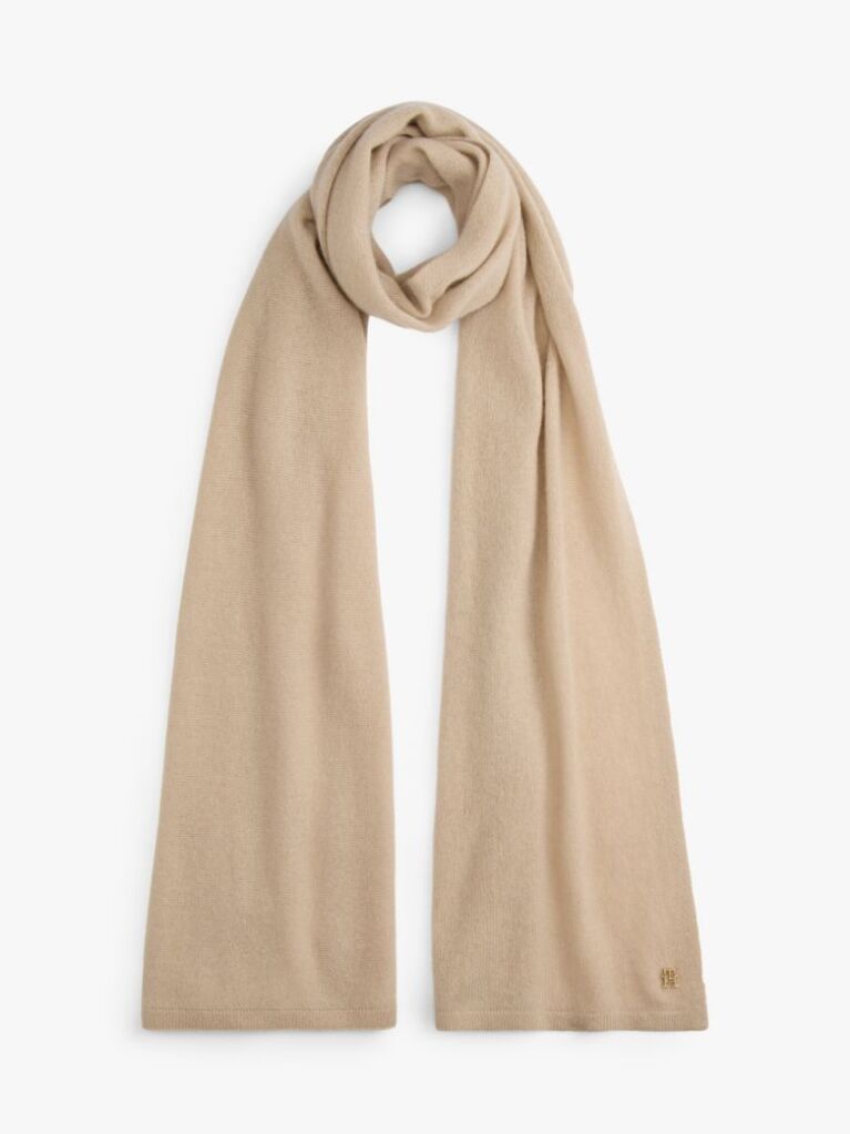 Beige Pure Cashmere TH Monogram Plaque Scarf  Women