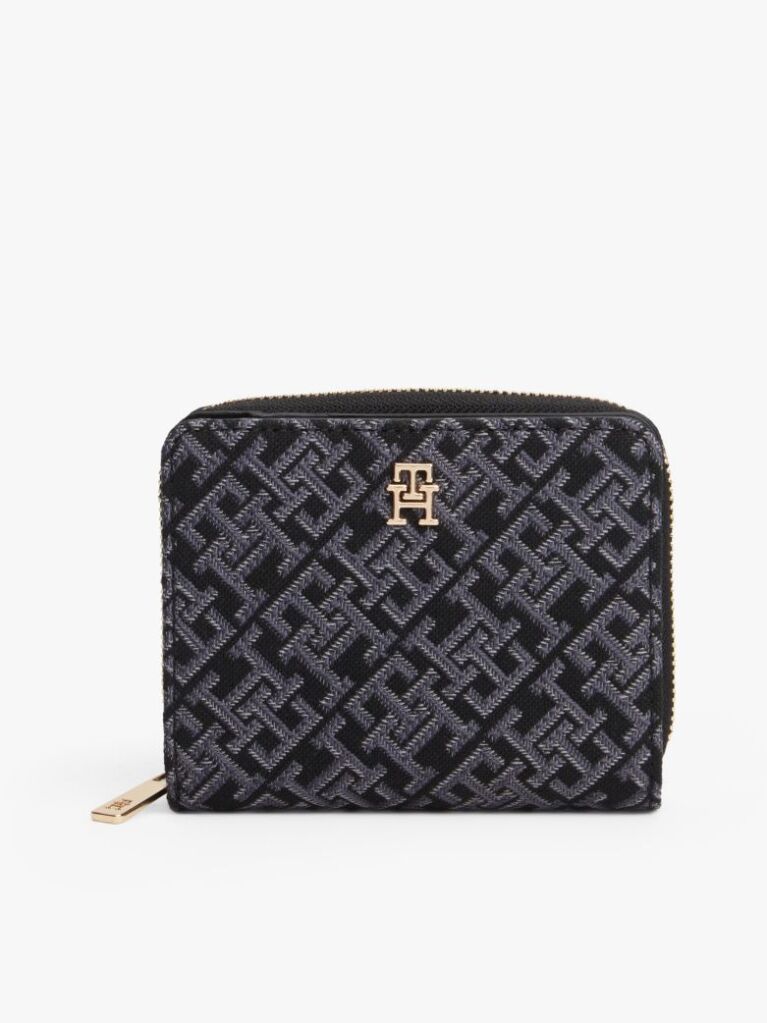 Negru Portofel Hilfiger Icon Cu Fermoar Jacquard Si Logo  Femei
