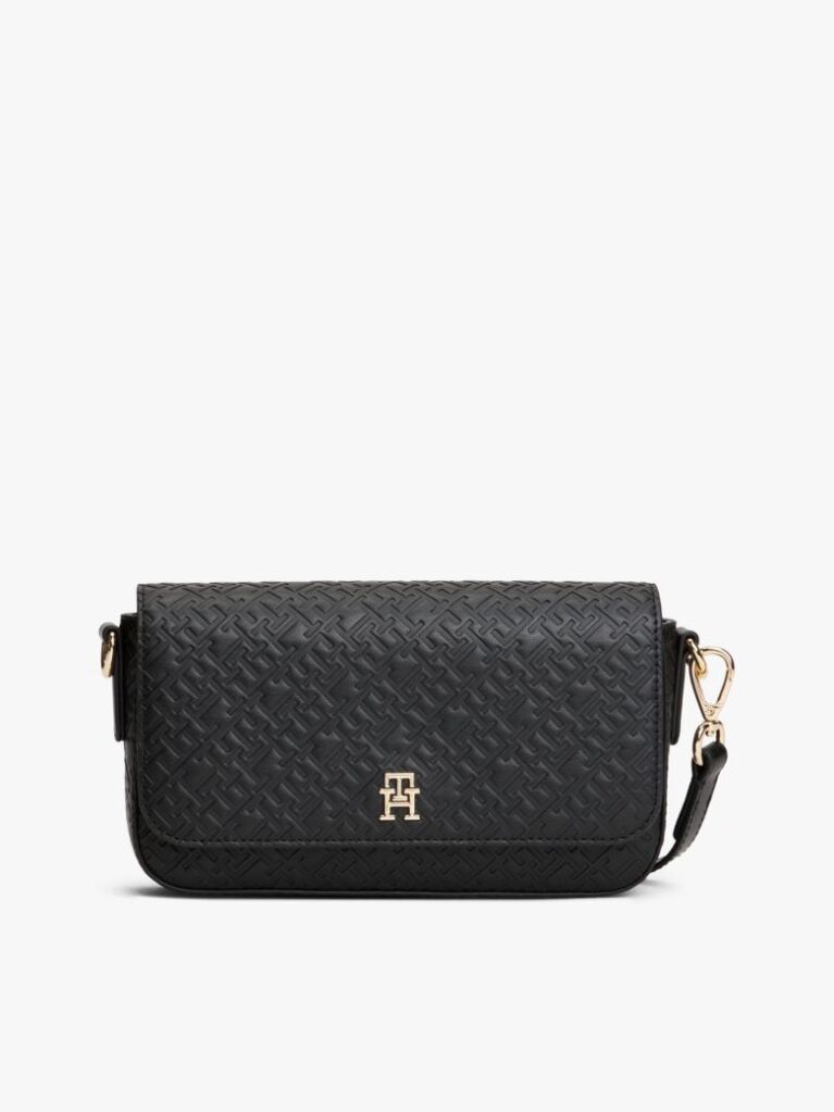 Black Hilfiger Icon Embossed Logo Crossbody Bag  Women