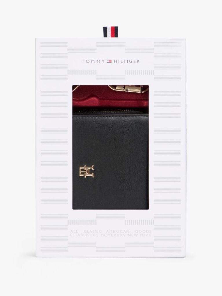 Black Zip-Around Wallet And Charm Gift Box  Women