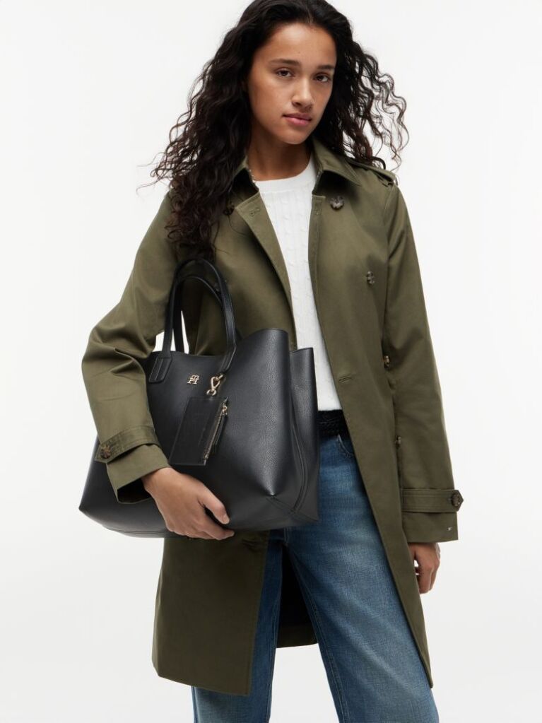 Negru Geanta Satchel Hilfiger Icon Pebble Grain  Femei