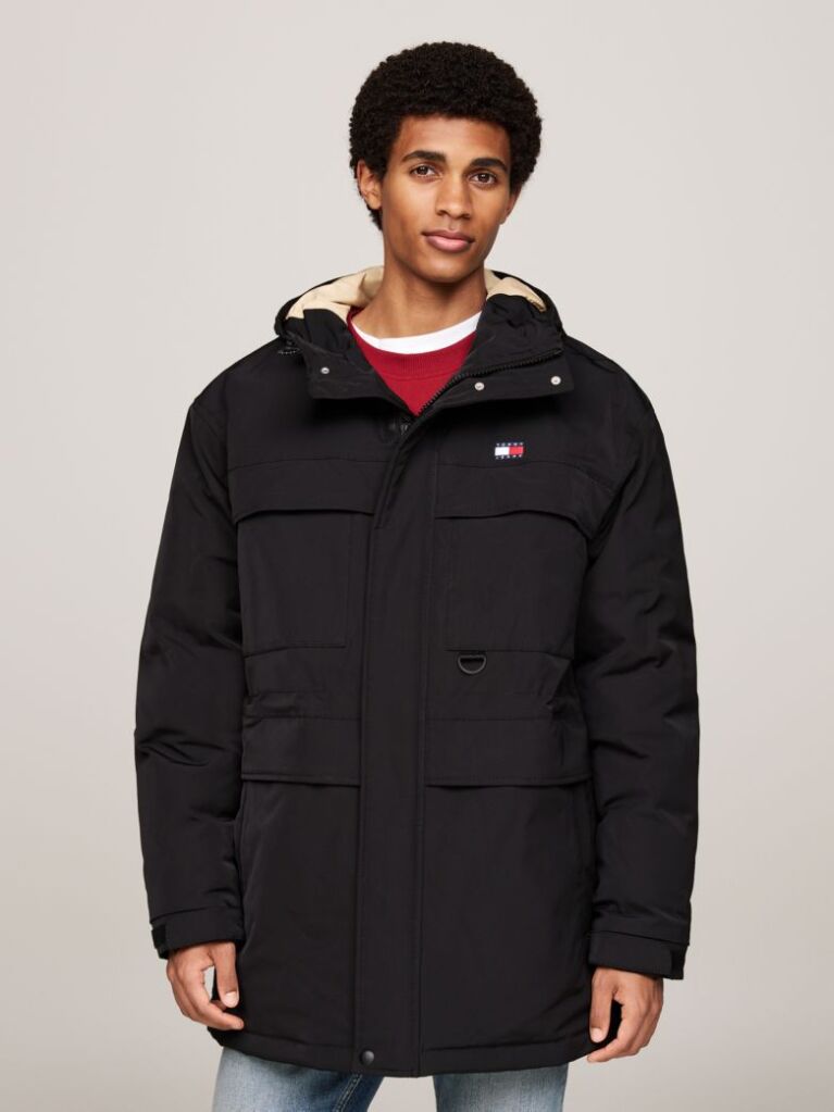 Black Canvas Down Parka  Men