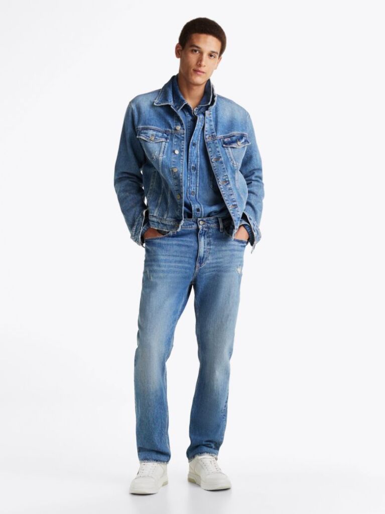 Denim Jeans Slim Drept Cu Efect Decolorat Ryan  Barbati