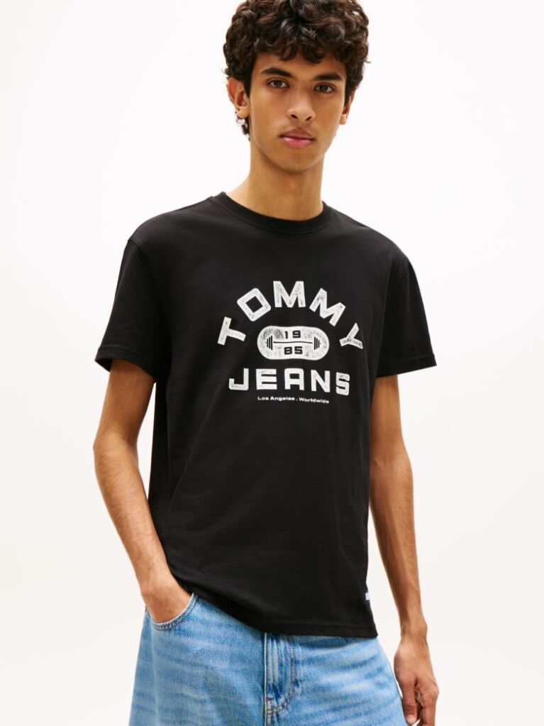 Black Graphic Crew Neck Jersey T-Shirt  Men