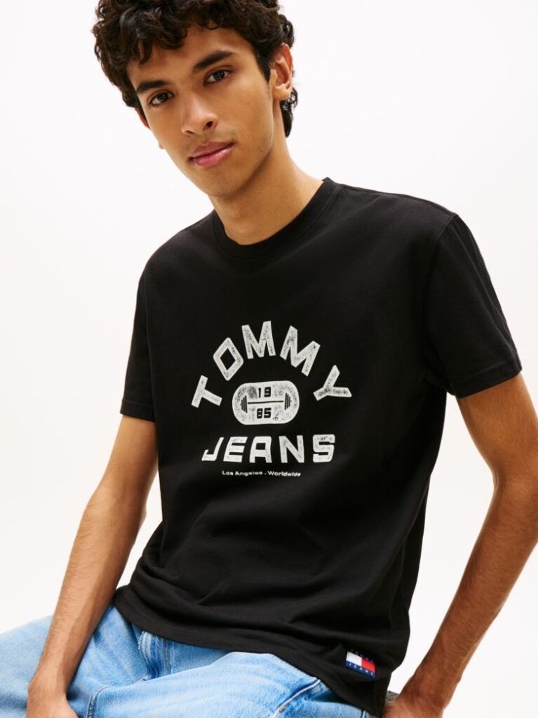 Black Graphic Crew Neck Jersey T-Shirt  Men