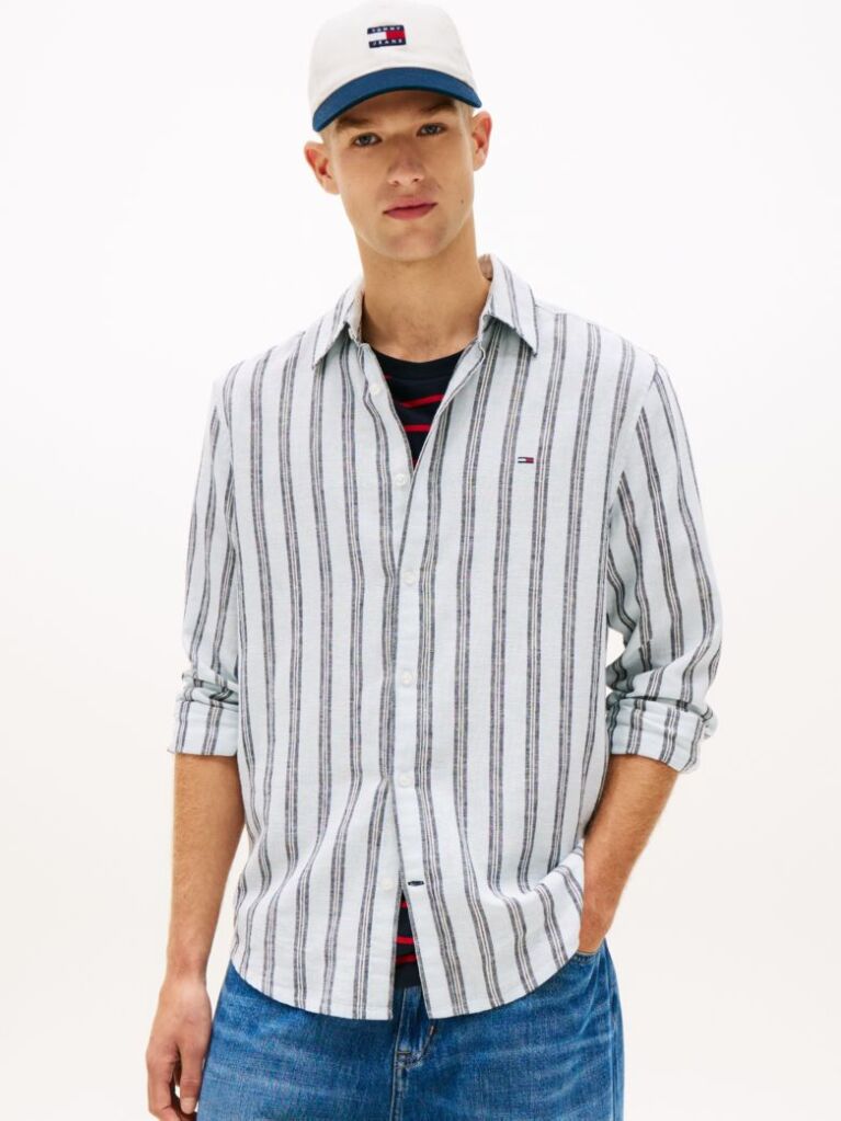 Multi Regular Fit Stripe Linen Blend Shirt  Men