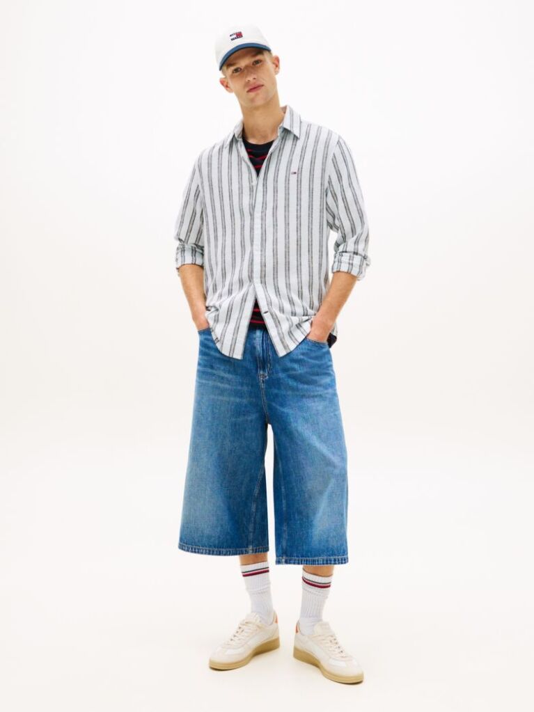Multi Regular Fit Stripe Linen Blend Shirt  Men