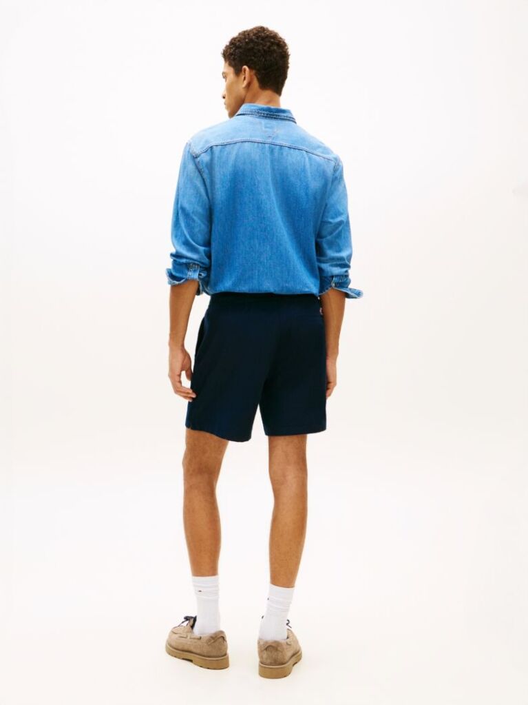 Blue Logo Relaxed Shorts With Linen  Men
