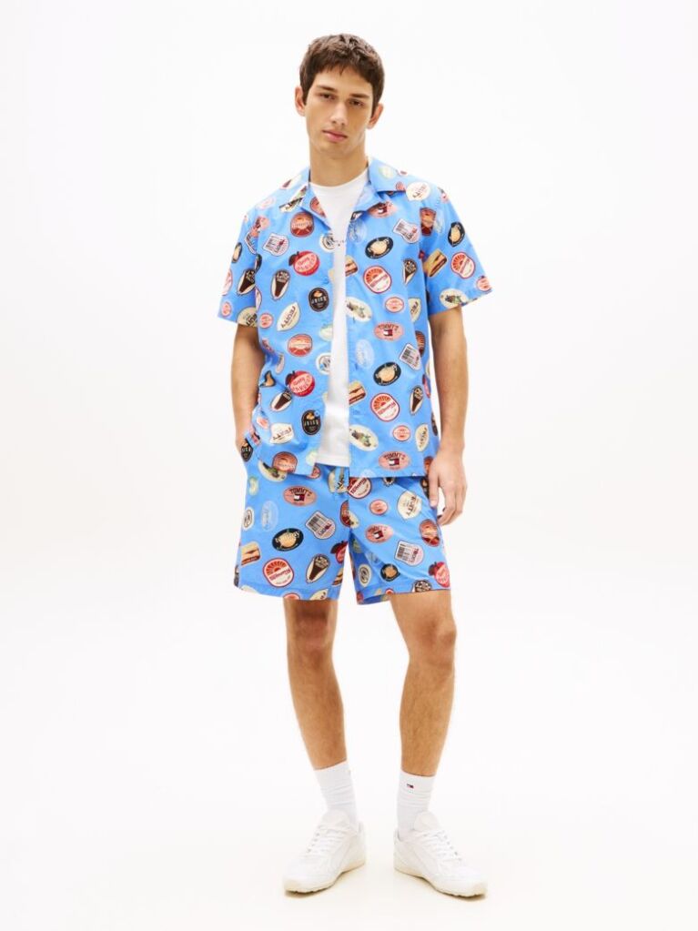 Multi Pantaloni Scurti Relaxed Din Poplin Imprimati  Barbati