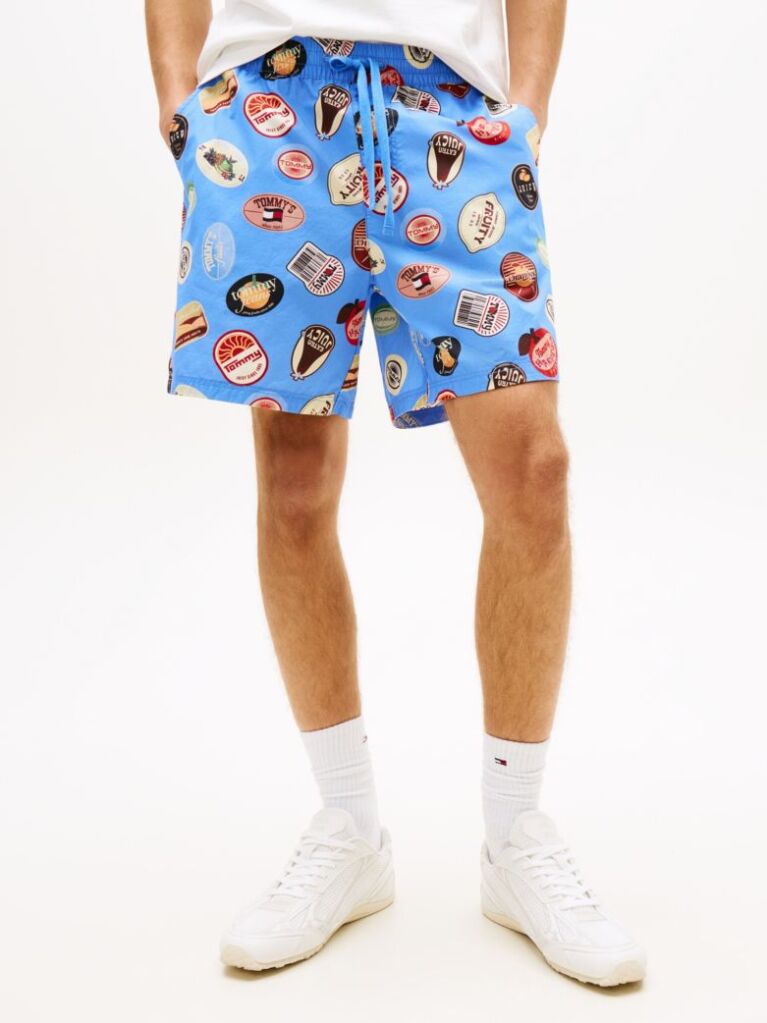 Multi Pantaloni Scurti Relaxed Din Poplin Imprimati  Barbati