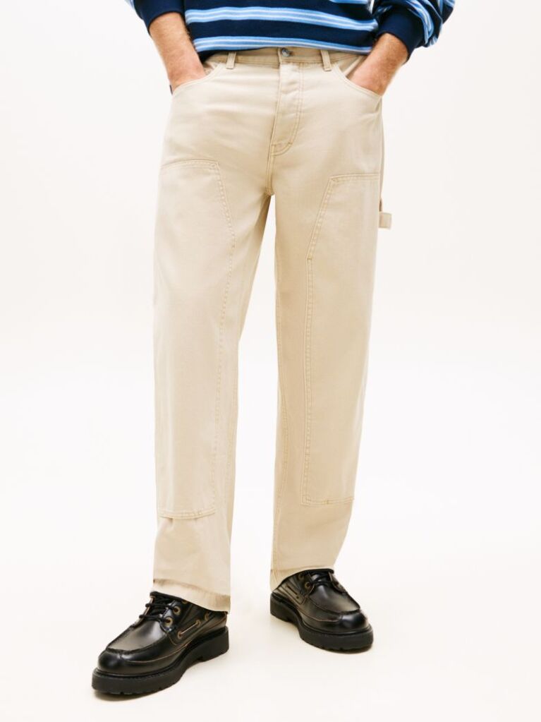 Bej Jaimie Pantaloni Relaxati Twill  Barbati