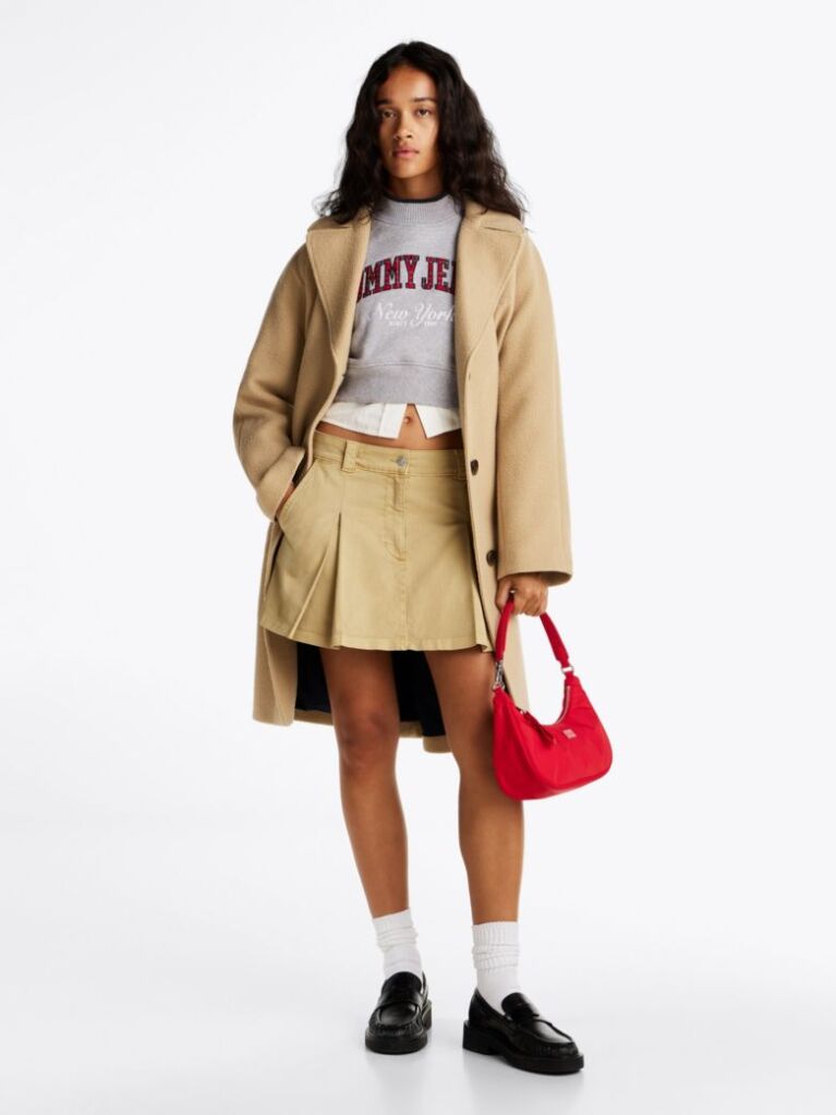 Khaki Fusta Mini Plisata Cu Buzunare  Femei