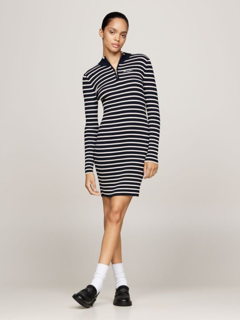Multi Mini Rochie Pulover Cu Dungi Metalizate  Femei