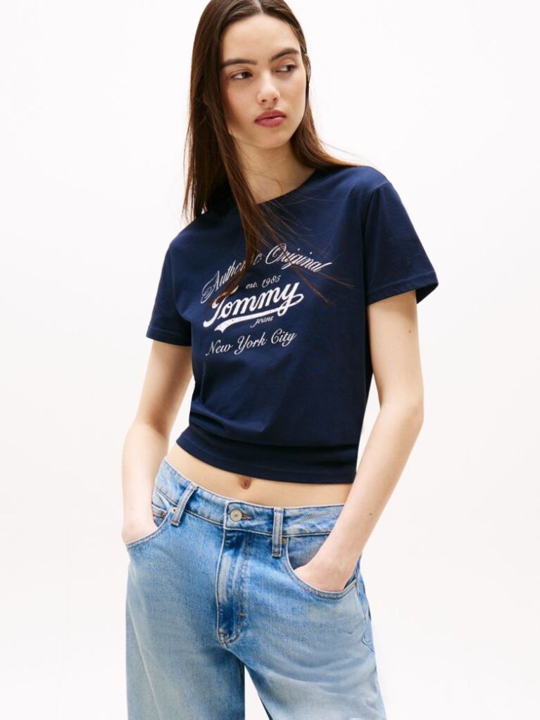 Blue Tricou Regular Essential Cu Logo  Femei