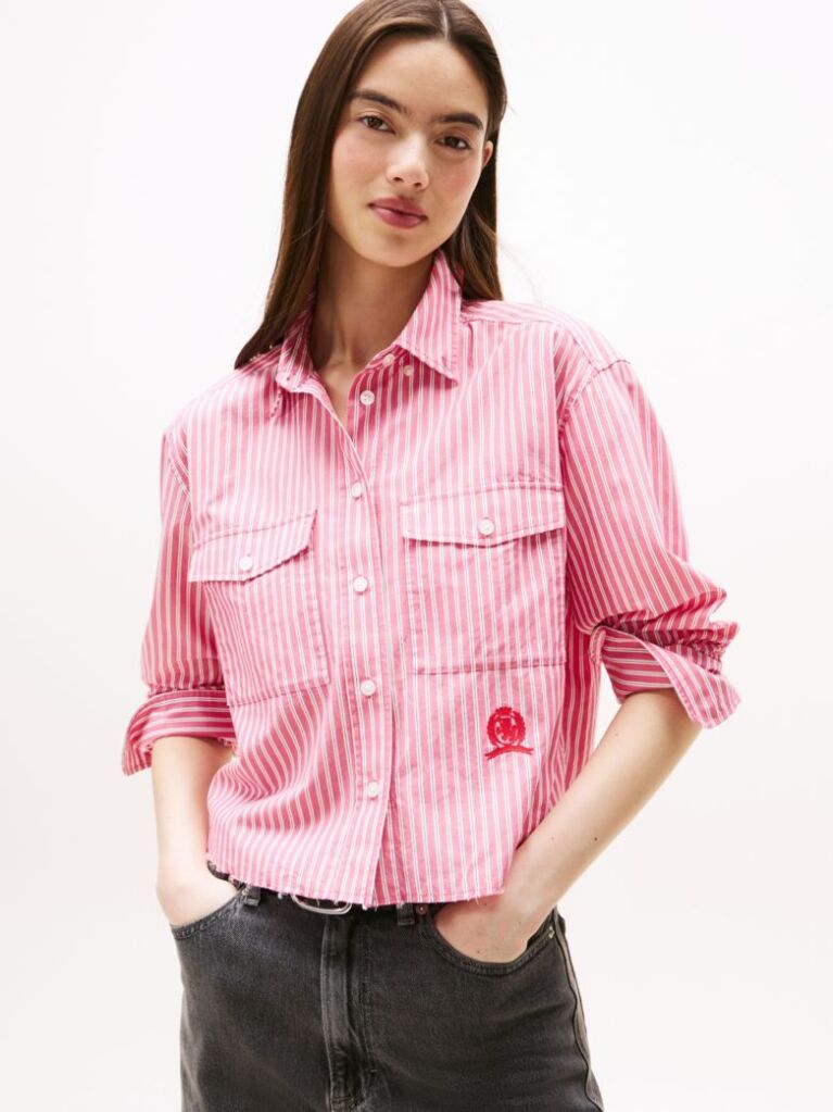 Multi Camasa Crop Relaxata Cu Broderie Crest  Femei