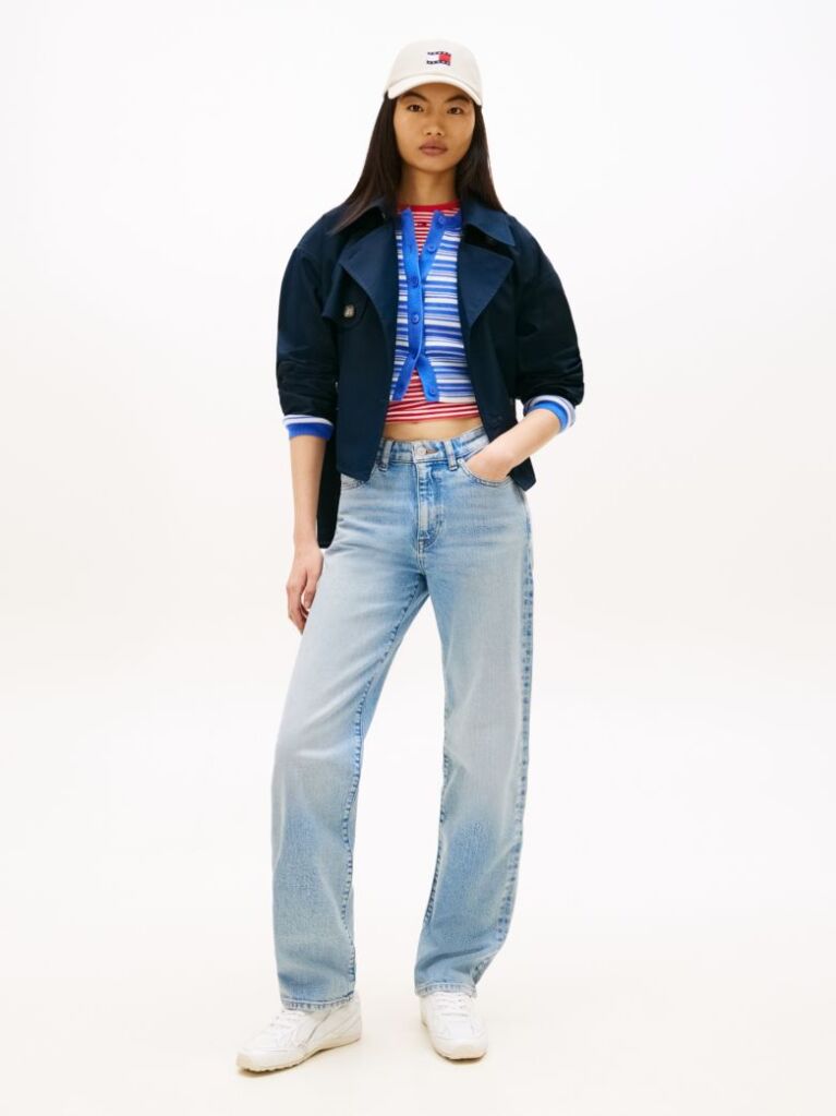 Denim Mid Rise Slim Straight Leg Jeans  Women