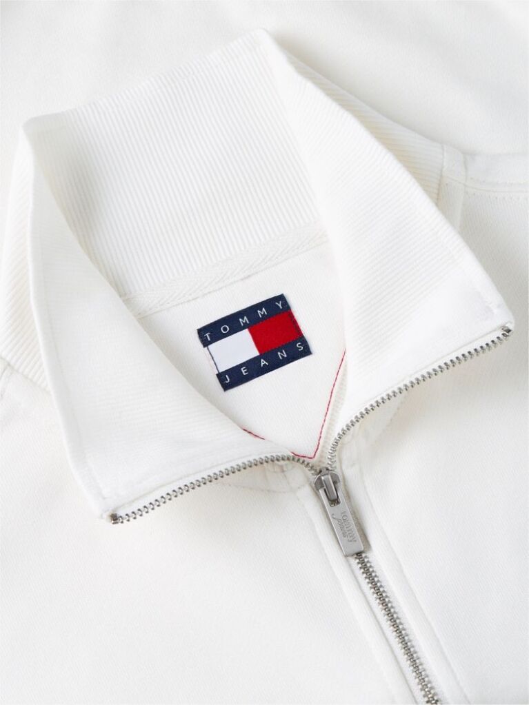 White Boxy Quarter-Zip Sweatshirt  Women